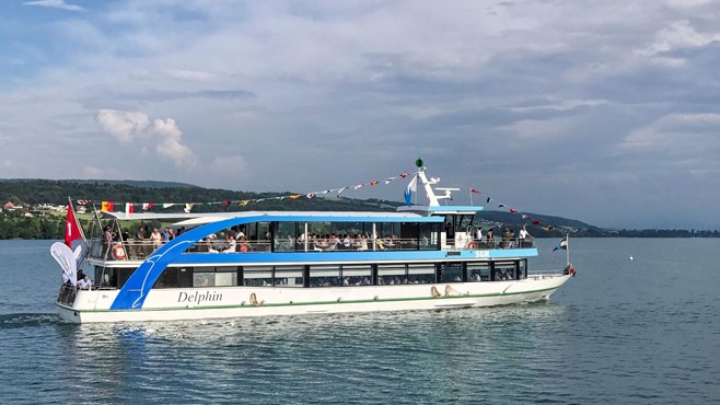 Hallwilersee Beschriftung Delphin Schiff